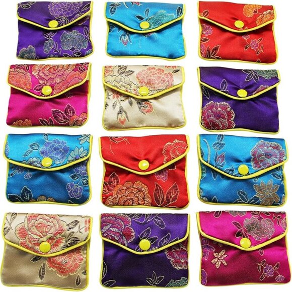 Other - Jewellery Jewelry Silk Purse Pouch Gift Bags, Multiple Colors, Pack of 12 Small